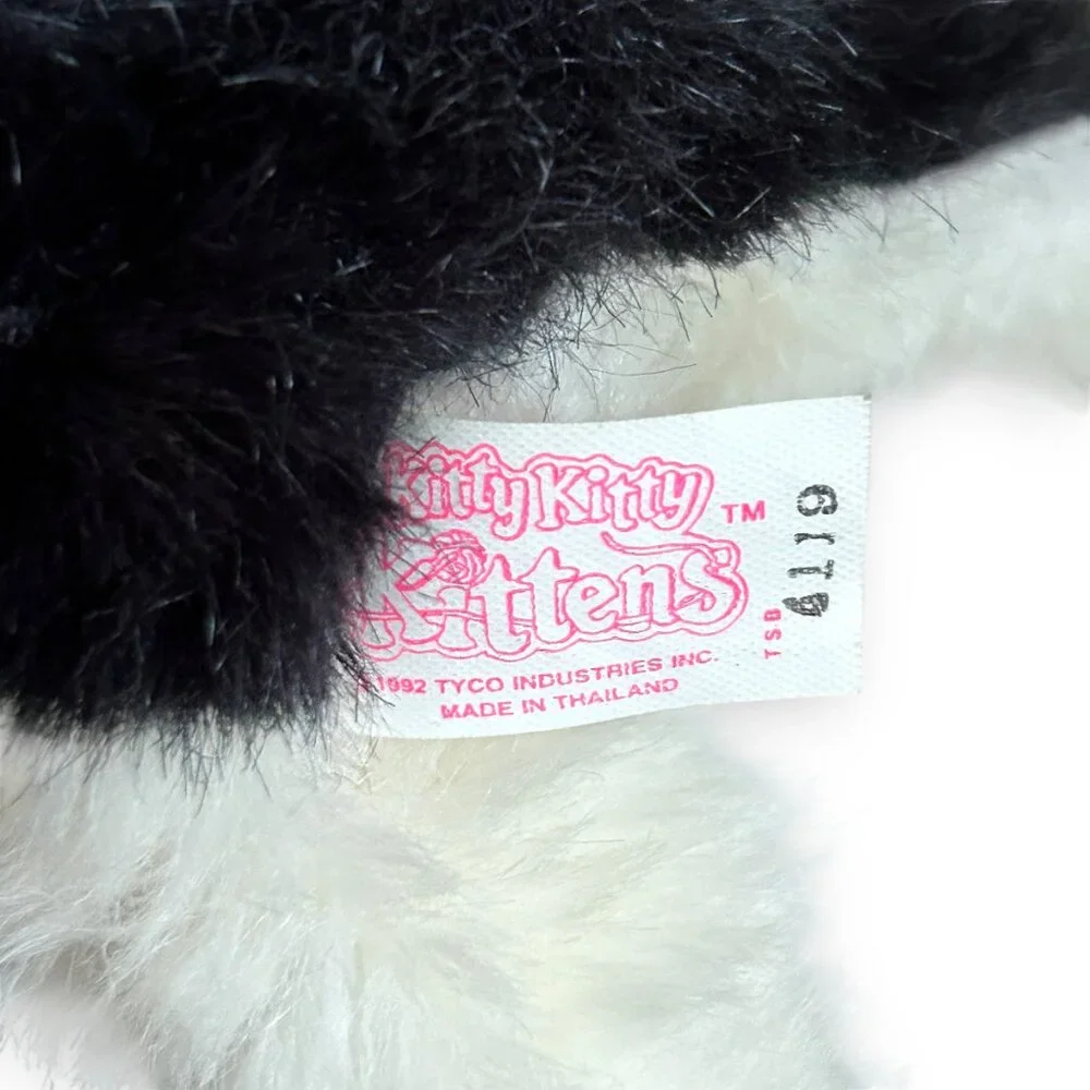 RARE Vintage 1992 Tyco Kitty Kitty Kittens Tuxedo Cat Plush Black White Purring